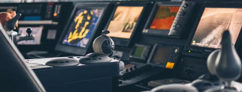 bridge of ship with navigation equipment