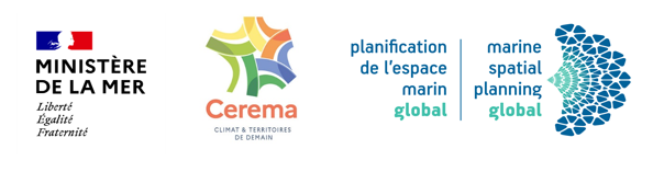 logos CEREMA, Ministere de la Mer and MSP Global