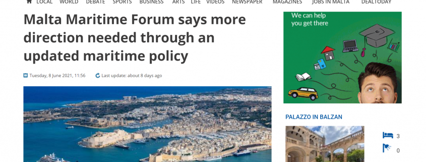 screenshot of malta independent website with article headline and aerial of Malta
