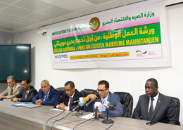 panel of speakers sitting at a table during the westmed in my country 22 event in Mauritania