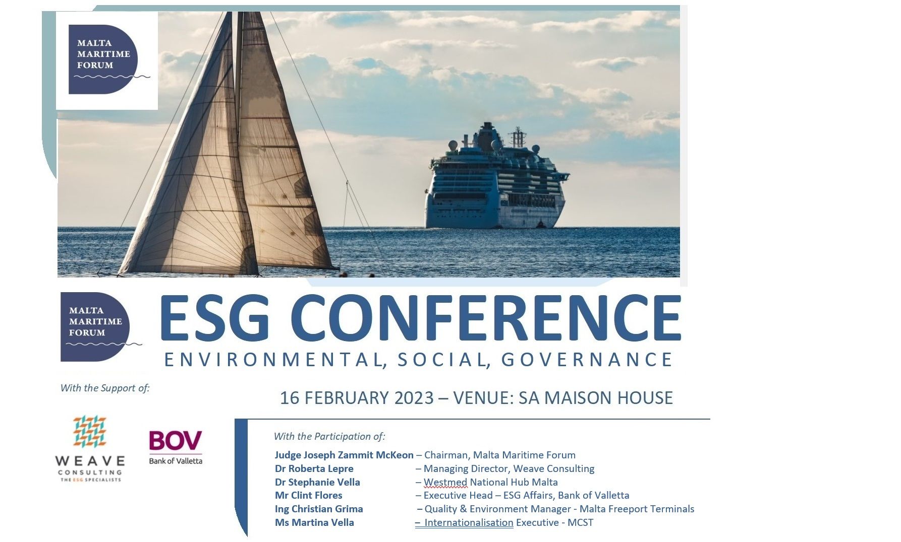 ESG conference 2023 Malta announcement poster
