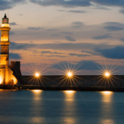 Lighthouse Chania after sunset