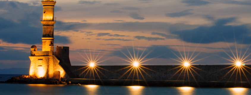 Lighthouse Chania after sunset