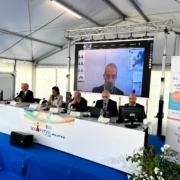 Maritime Clusters workshop at SeaFuture 2023 with speakers at table in a conference room