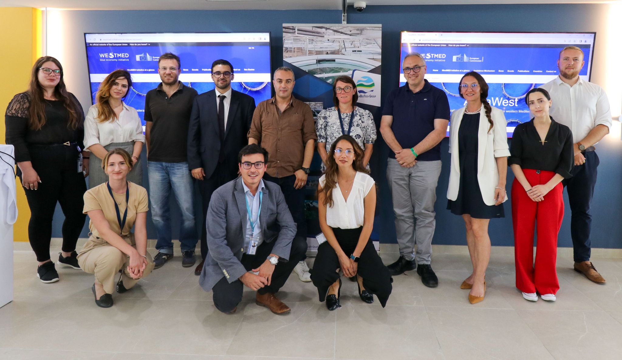 AquaBioTech site visit with group picture of participants