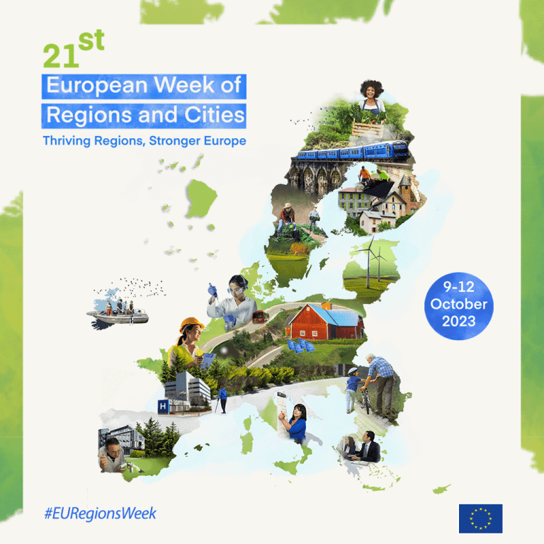 Announcement poster european Week of Regions and cities 2023