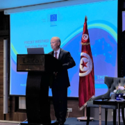 Salem Miladi, WestMED National Hub Tunisia presenting at the BlueMissionMED national Hub launch 2023