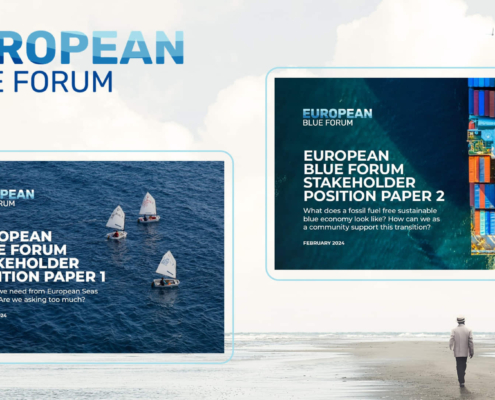 European Blue Announcement with 2 cover pages of eu blue forum position papares 2024