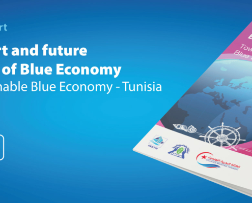 Blue Economy Tunisia report announcement with mockup image of the report