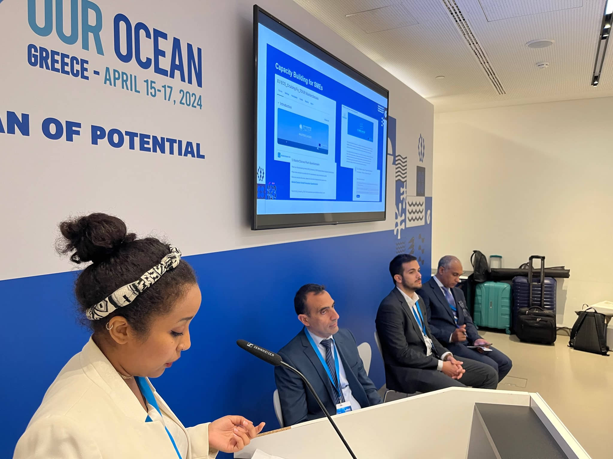 Amal Muntaser presenting at WestMED-OurOcean Conference 2024 Conference