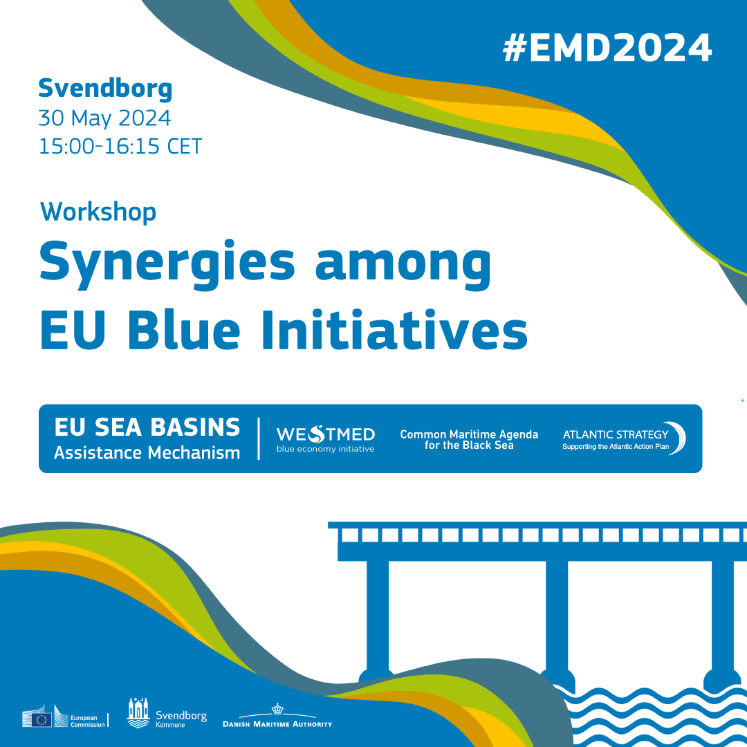 event announcement poster for EU Sea Basins Assistance Mechanism workshop at EMD 2024 in Svendborg, Denmark