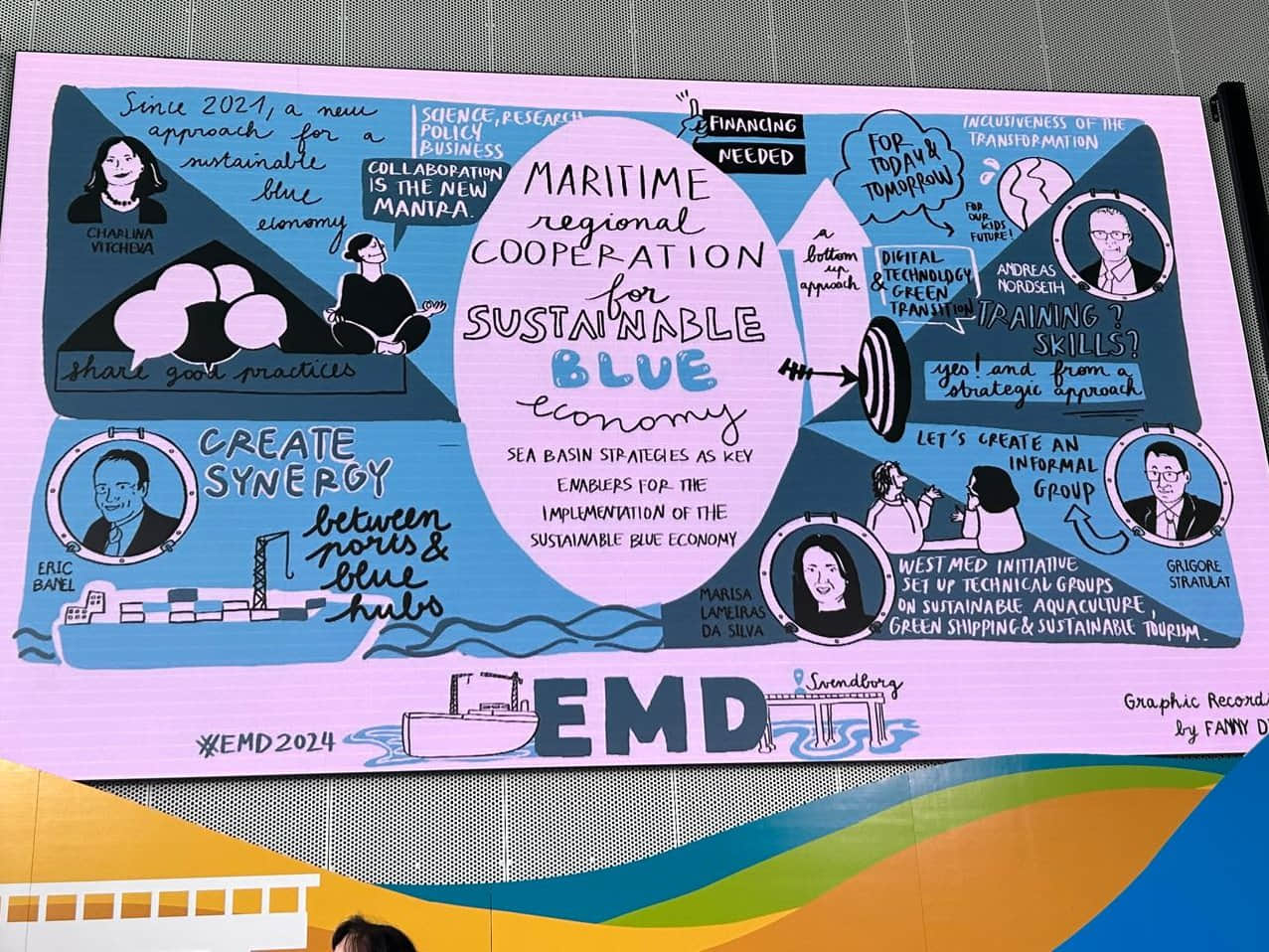 summary illustration with the main points of the high level panel on sea basin strategies during EMD2024