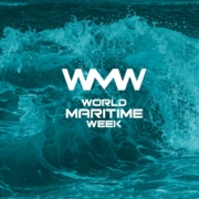 Waves with world maritime week text