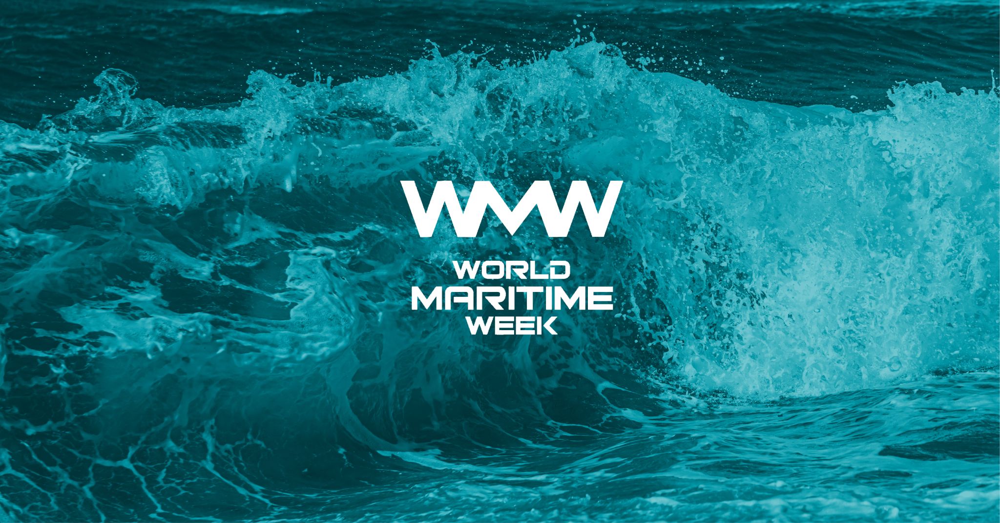 Waves with world maritime week text