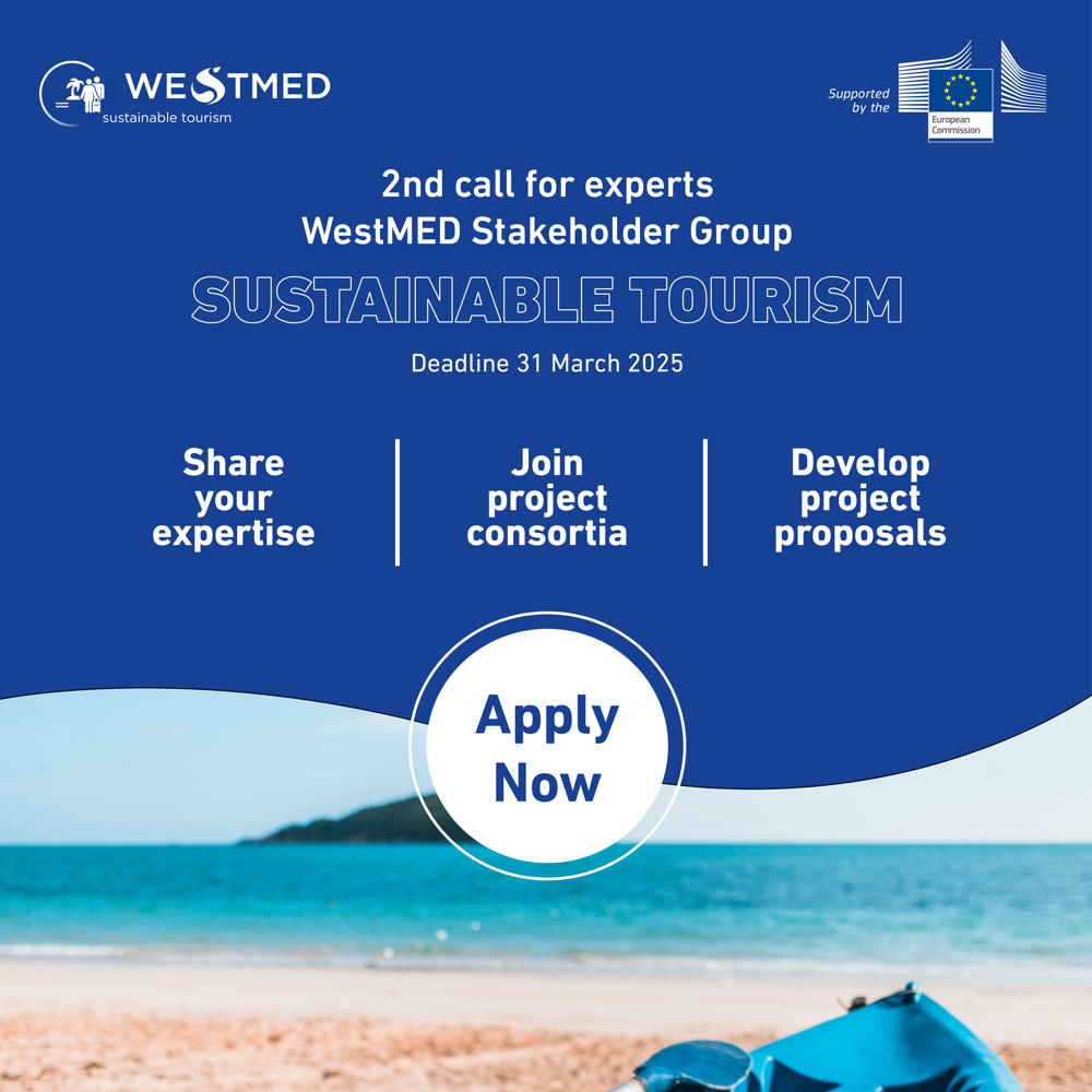 2nd call for experts WestMED stakeholder Group on Susttainable tourism incl beach with kayak