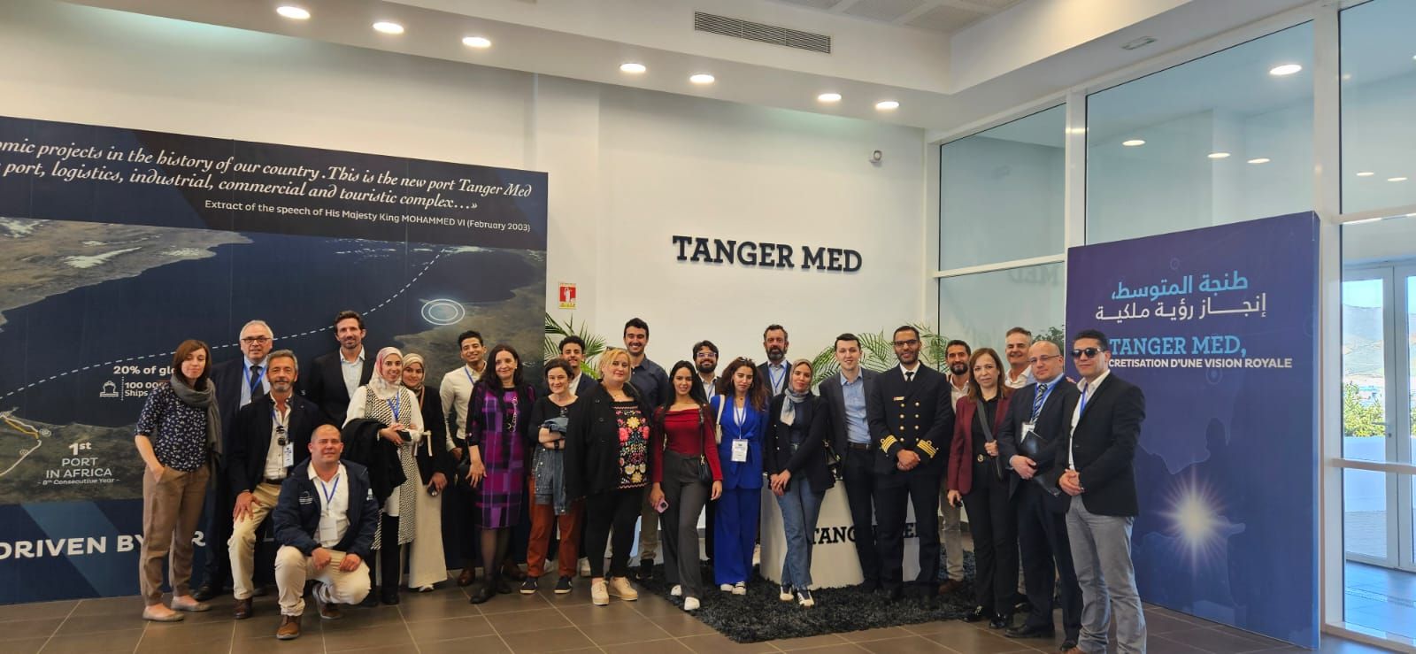 group picture of green marine med workshop participants at Tanger Med port (April 2025)