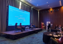 Leonardo Manzari moderating a panel discussion during March 2025 Green Marine Med workshop