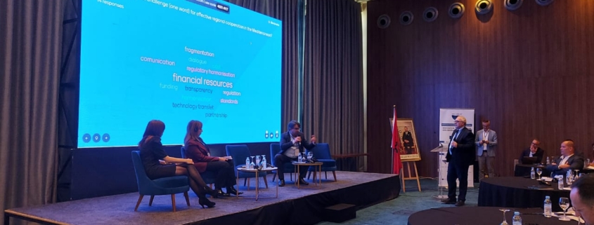 Leonardo Manzari moderating a panel discussion during March 2025 Green Marine Med workshop