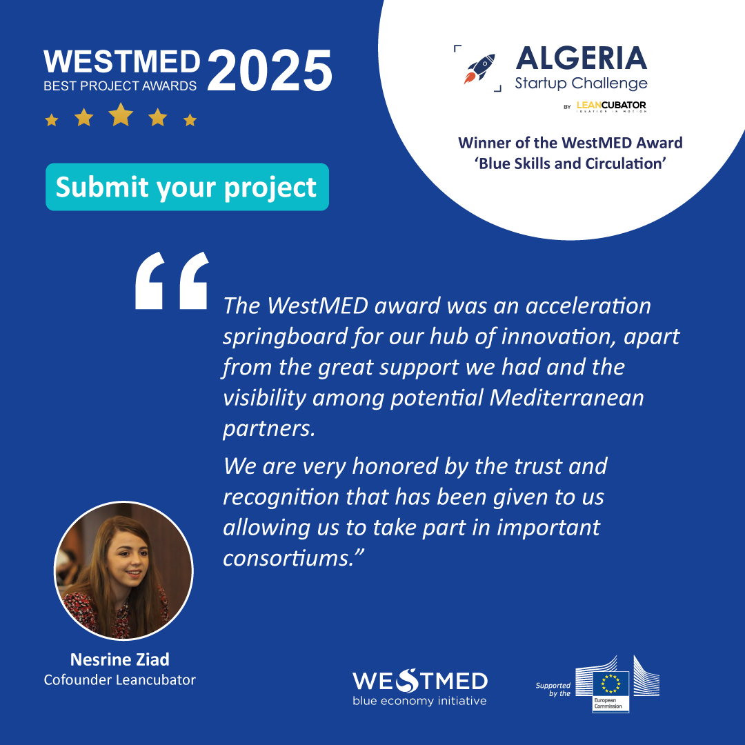 Testimonial with Algeria startup challenge logo, quote and photo from Nesrine Ziad