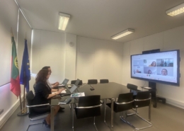 Portugal chairing the online WestMED meeting while seated and  looking at a screen with participants in a conference room - June 26, 2025