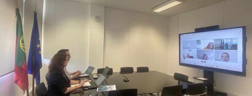 Portugal chairing the online WestMED meeting while seated and looking at a screen with participants in a conference room - June 26, 2025