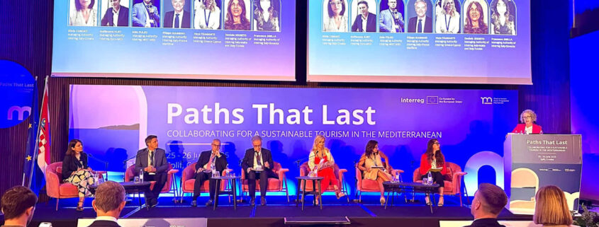 panel on stage with speaker during the 2025 paths that last sustainable Tourism Conference in Croatia
